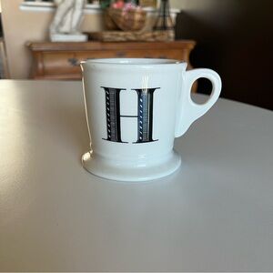Anthropologie H Monogrammed White Ceramic Mug